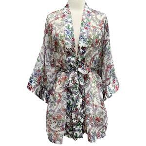 Vintage Victoria’s Secret Gold Label Sheer chiffon satin Floral Robe One Size